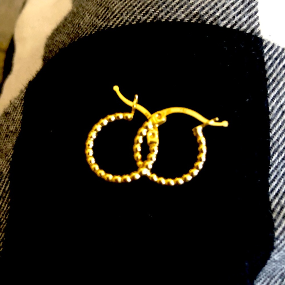 18k Solid Gold Loop Bubble Earring